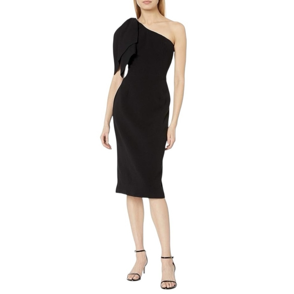 Dress the Population Tiffany Asymmetrical Bow
Neckline Bodycon Midi Dress‎ Sz XL